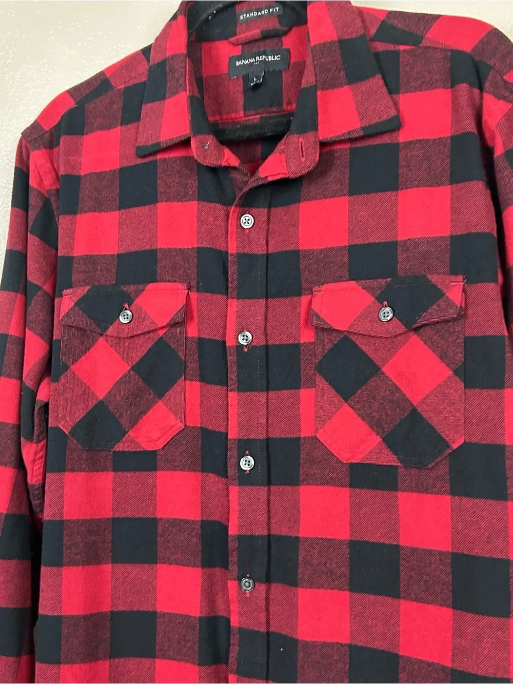 Banana Republic flannel Red and Black Buffalo Plaid Button-Down Shirt